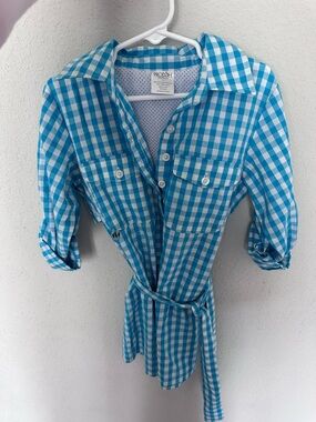 Prodoh Kids' Blue Gingham Button-Front Dress